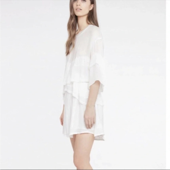 IRO Ceclie Tiered Ruffle Mini Dress Size 6 White 2875 - Picture 1 of 12